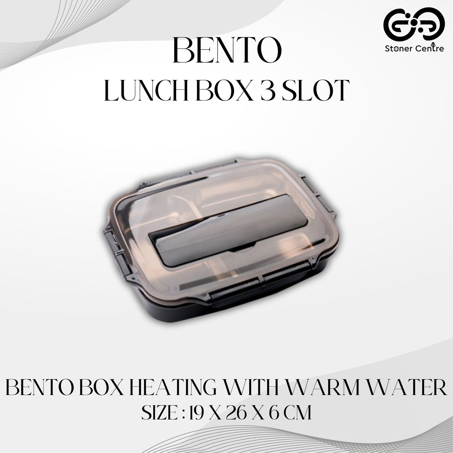 BENTO LUNCH BOX 3 SLOT SIZE 19x26x6 cm | กล่องอาหารกลางวัน กล่องข้าว SUS304 อุ่นอาหารได้โดยน้ำอุ่น
