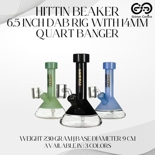 GLASS BONG | HITTIN BEAKER 6.5 INCH DAB RIG WITH 14MM QUART BANGER