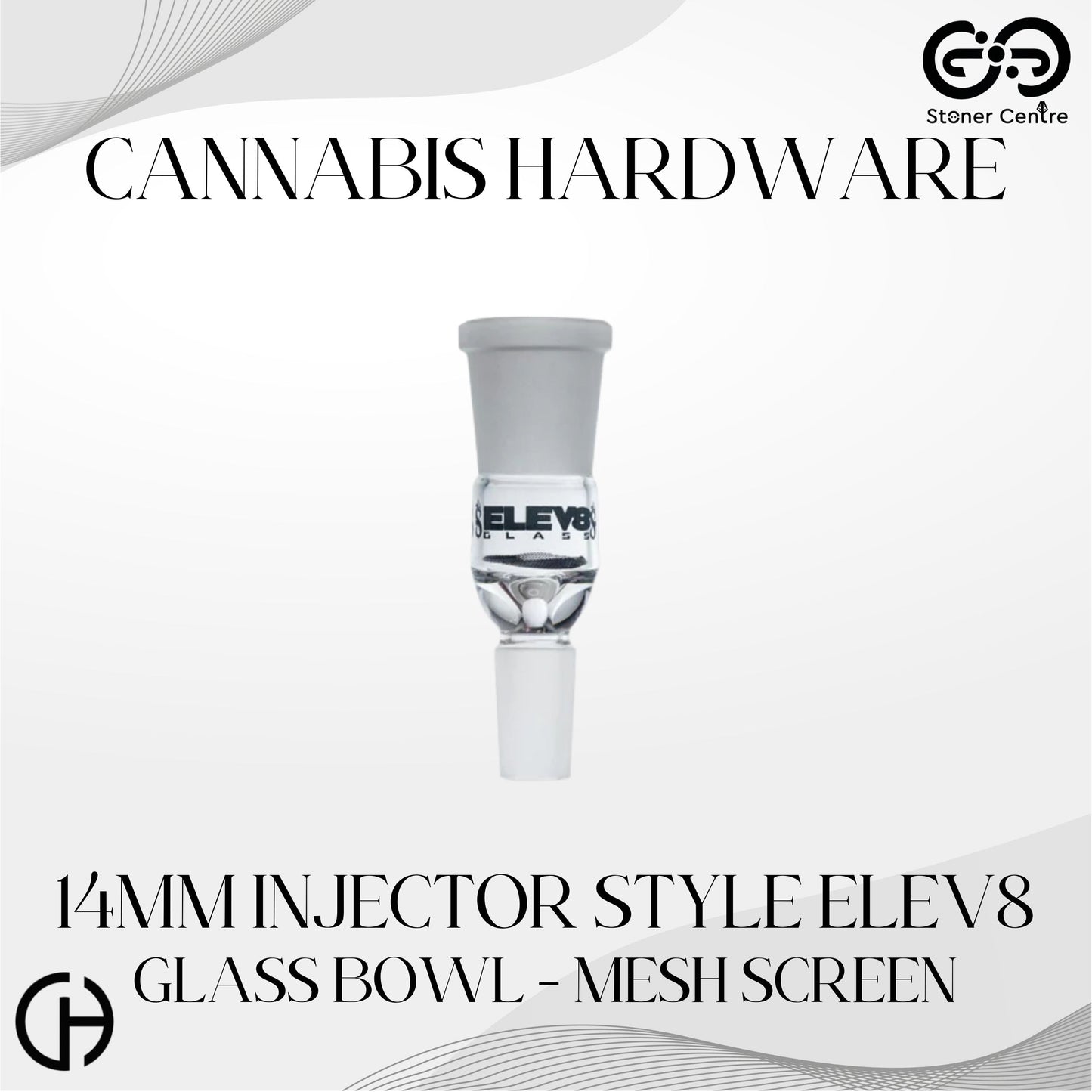 CANNABIS HARDWARE | 14MM INJECTOR STYLE ELEV8 GLASS BOWL - MESH SCREEN