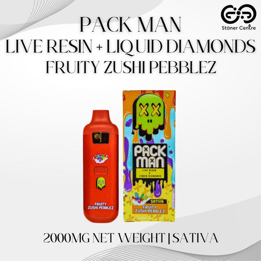 PACK MAN - LIVE RESIN + LIQUID DIAMONDS 2.0ML | FRUITY ZUSHI PEBBLEZ : SATIVA