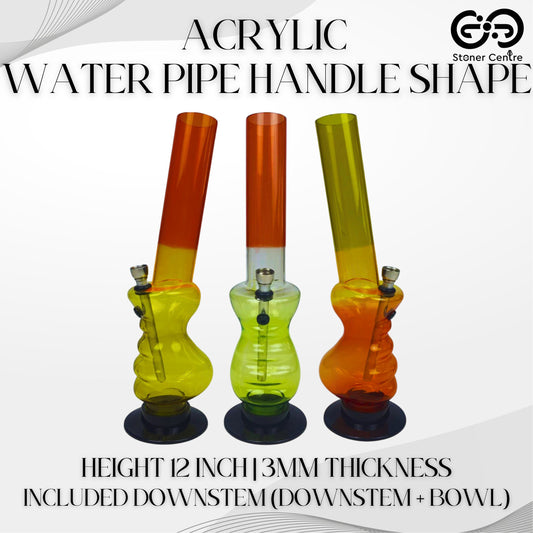 ACRYLIC BONG | ACRYLIC WATER PIPE HANDLE SHAPE 12 INCH 3MM THICKNESS