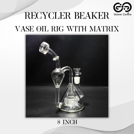 Glass Bong | RECYCLER BEAKER VASE OIL RIG WITH MATRIX PERCULATOR 8 INCH