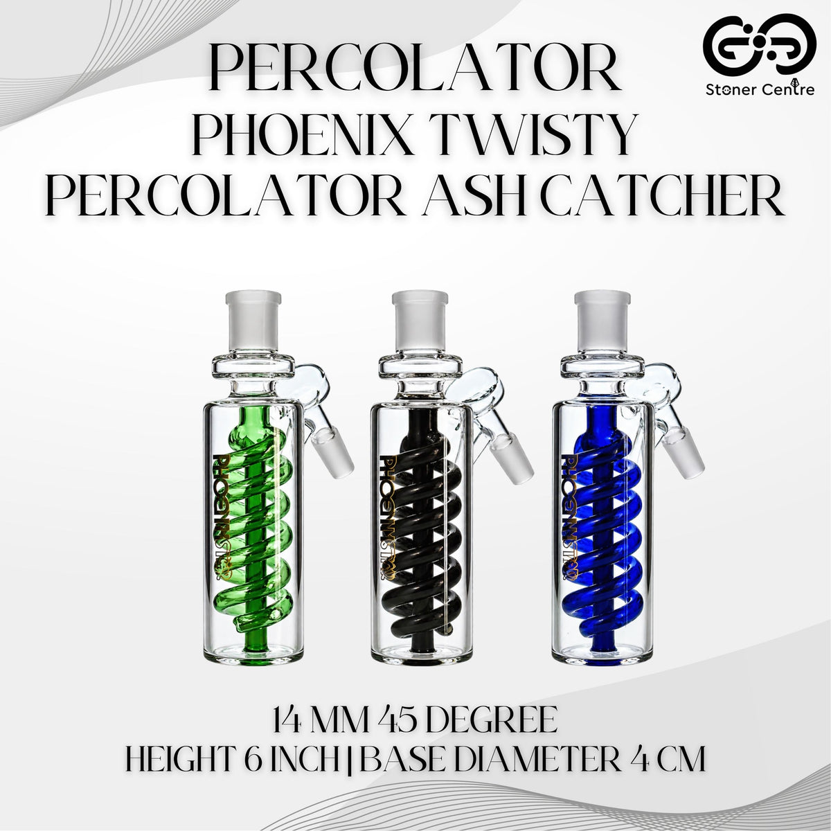 PERCOLATOR | PHOENIX TWISTY PERCOLATOR ASH CATCHER 14MM 45 DEGREE