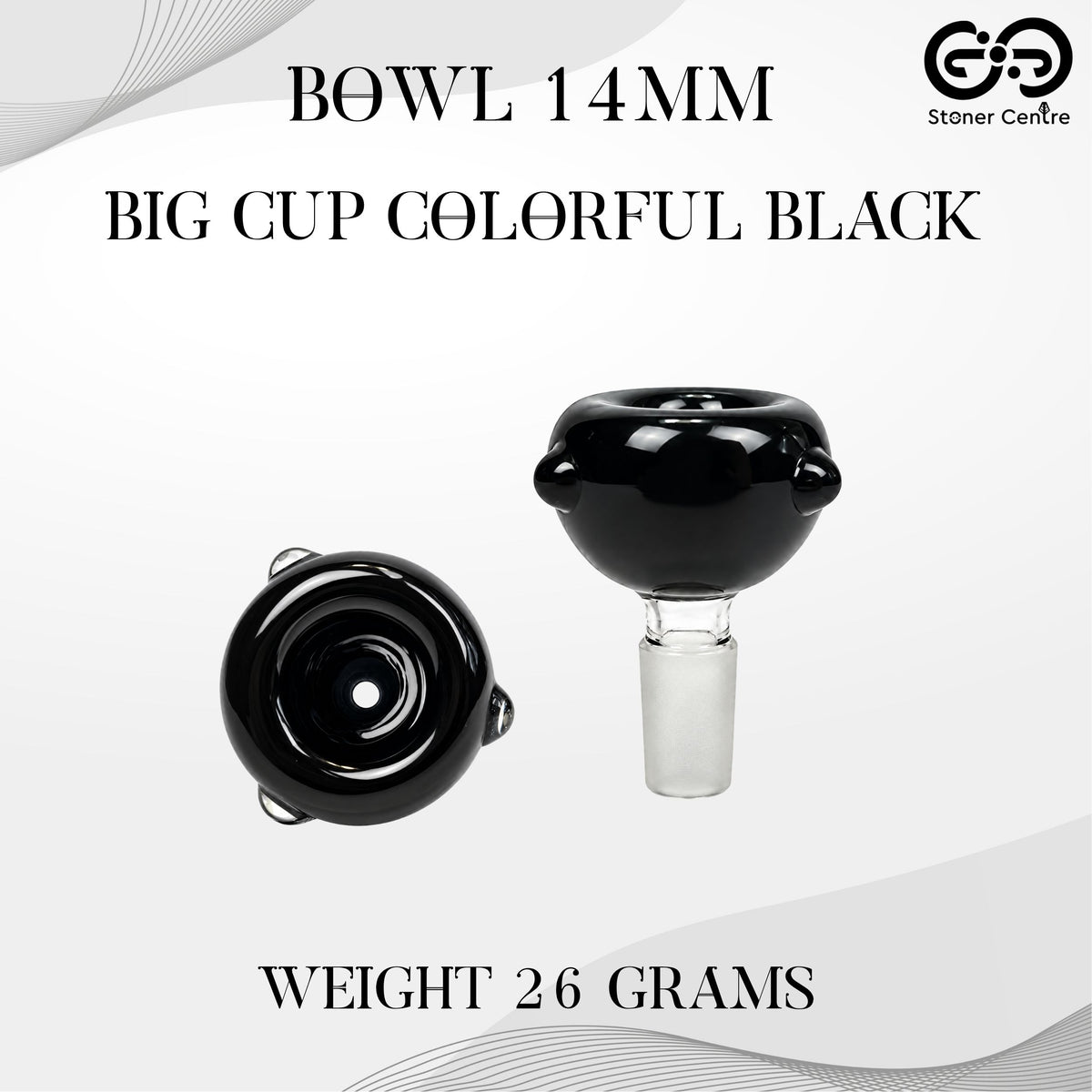 GLASS BOWL | BIG CUP BOWL 14MM COLORFUL BLACK