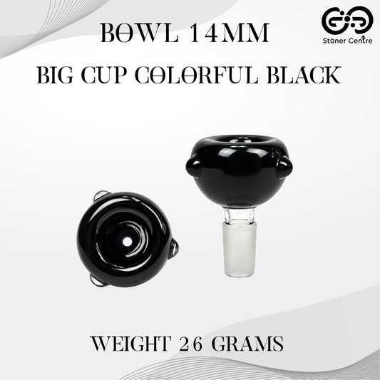 GLASS BOWL | BIG CUP BOWL 14MM COLORFUL BLACK