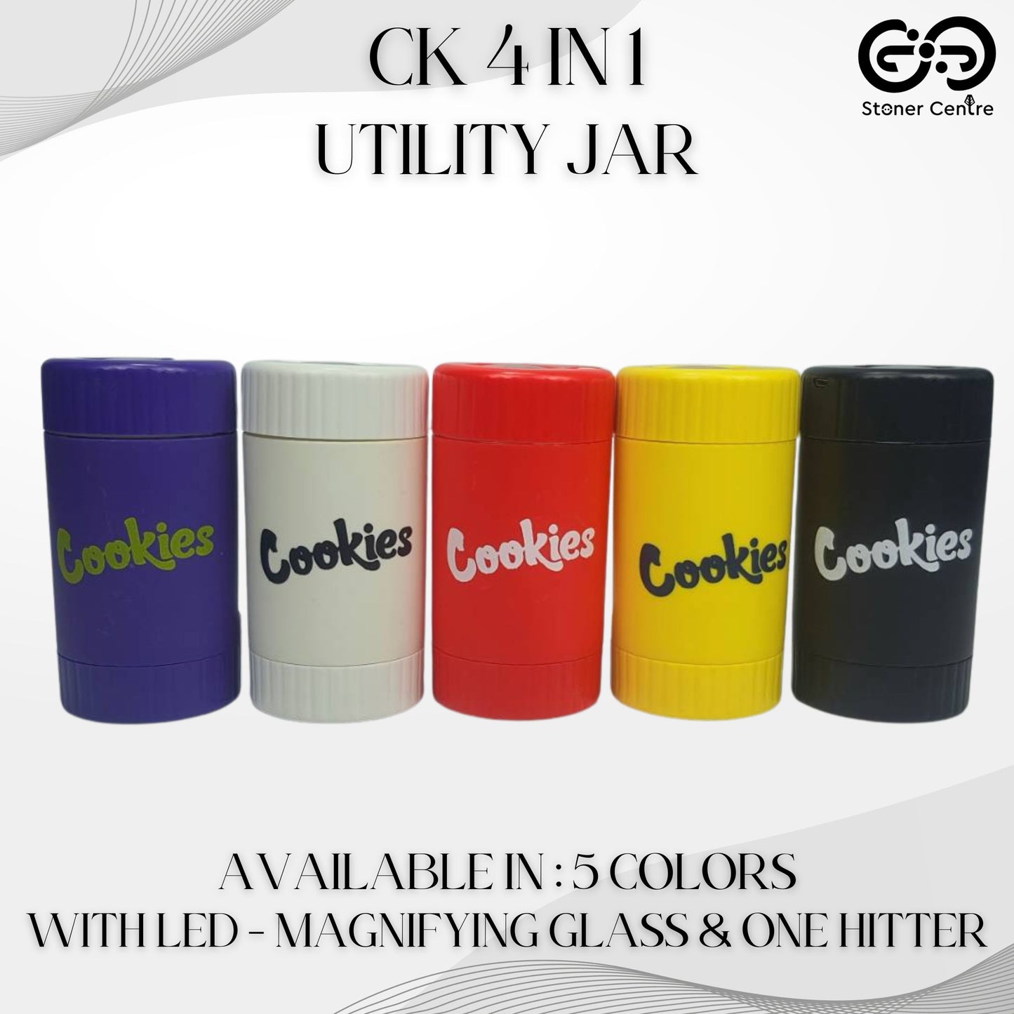 GRINDER | CK 4 IN 1 JAR WITH LED | MAGNIFYING GLASS & ONE - HITTER