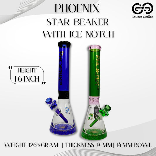 Glass Bong | PHOENIX STAR BEAKER WITH ICE NOTCH 16 INCH