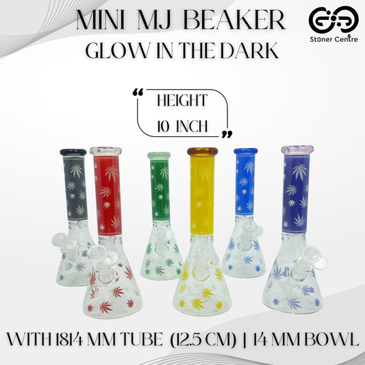 Glass Bong | MJ MINI BEAKER GLOW IN THE DARK 10 INCH