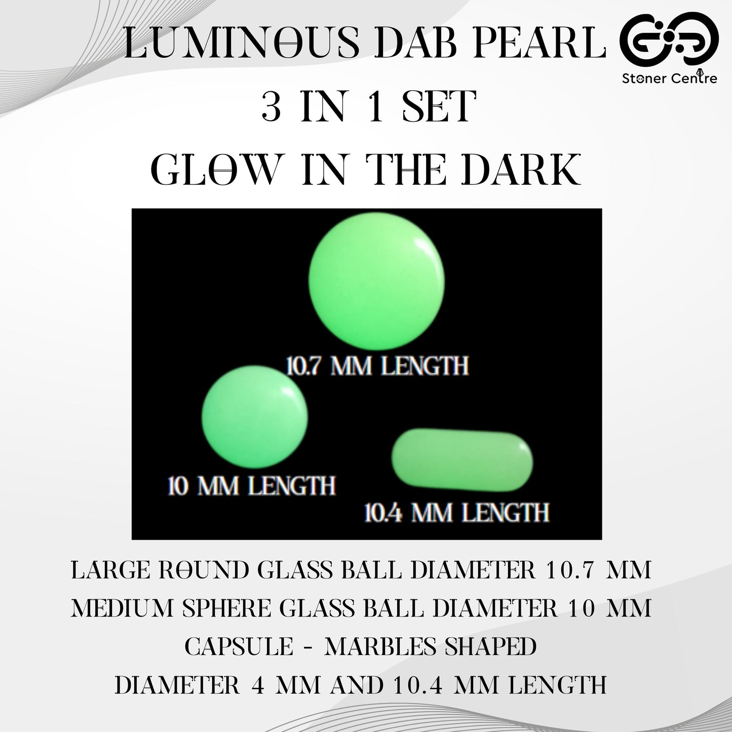 QUARTZ BOWL | LUMINOUS DAB PEARL GLOW IN THE DARK 3 IN 1 SET