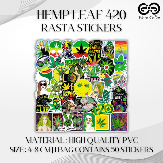 STICKERS | HEMP LEAF 420 RASTA STICKERS