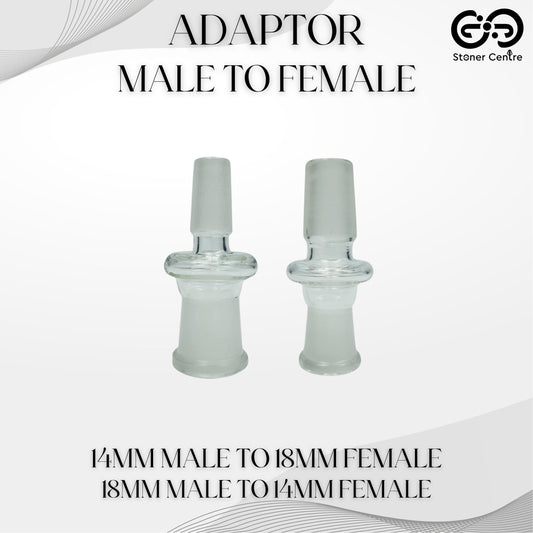 GLASS TUBE | MALE TO FEMALE ADAPTOR - 14MM MALE TO 18MM FEMALE / 18MM MALE TO 14MM FEMALE