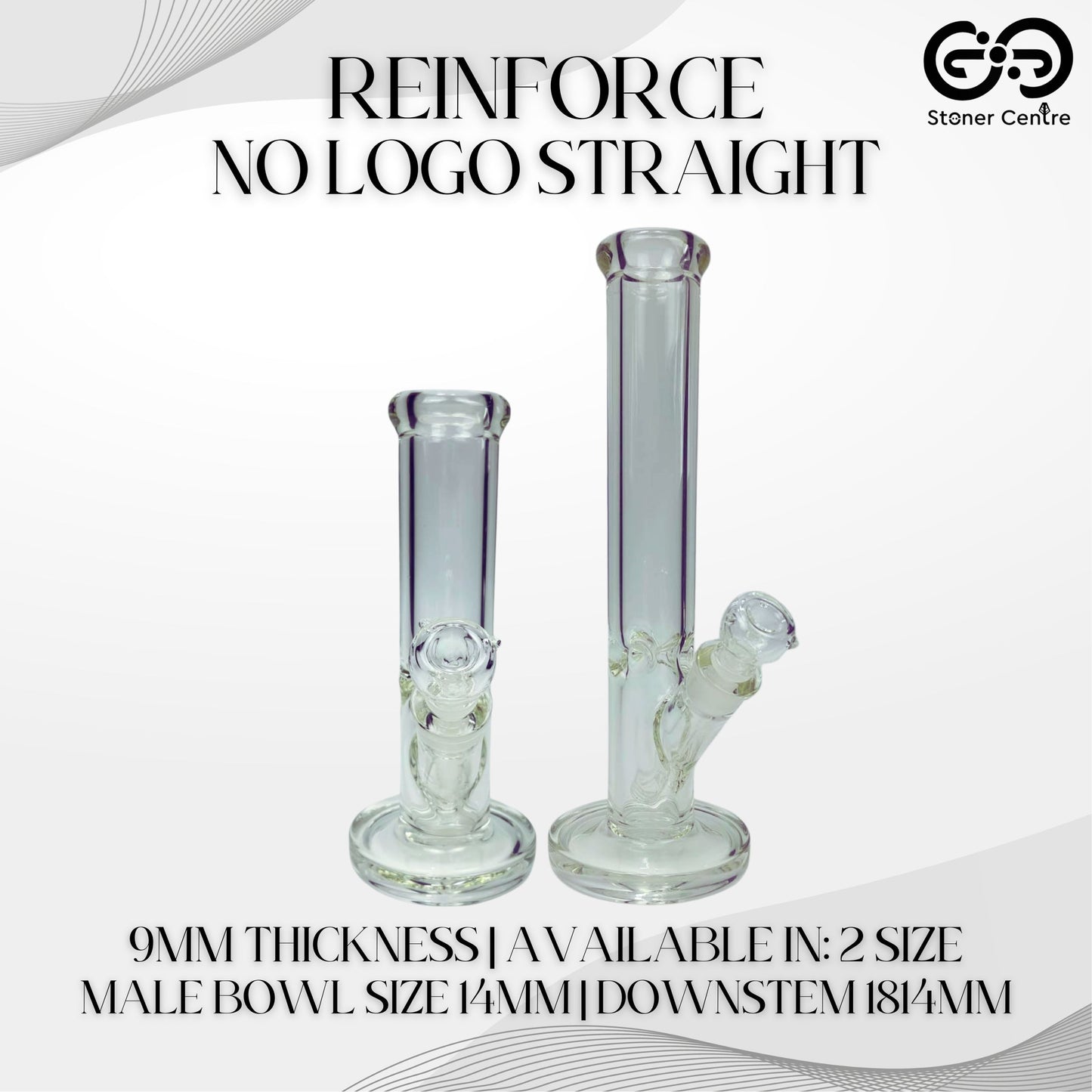 GLASS BONG | REINFORCE NO LOGO STRAIGHT 9MM THICKNESS
