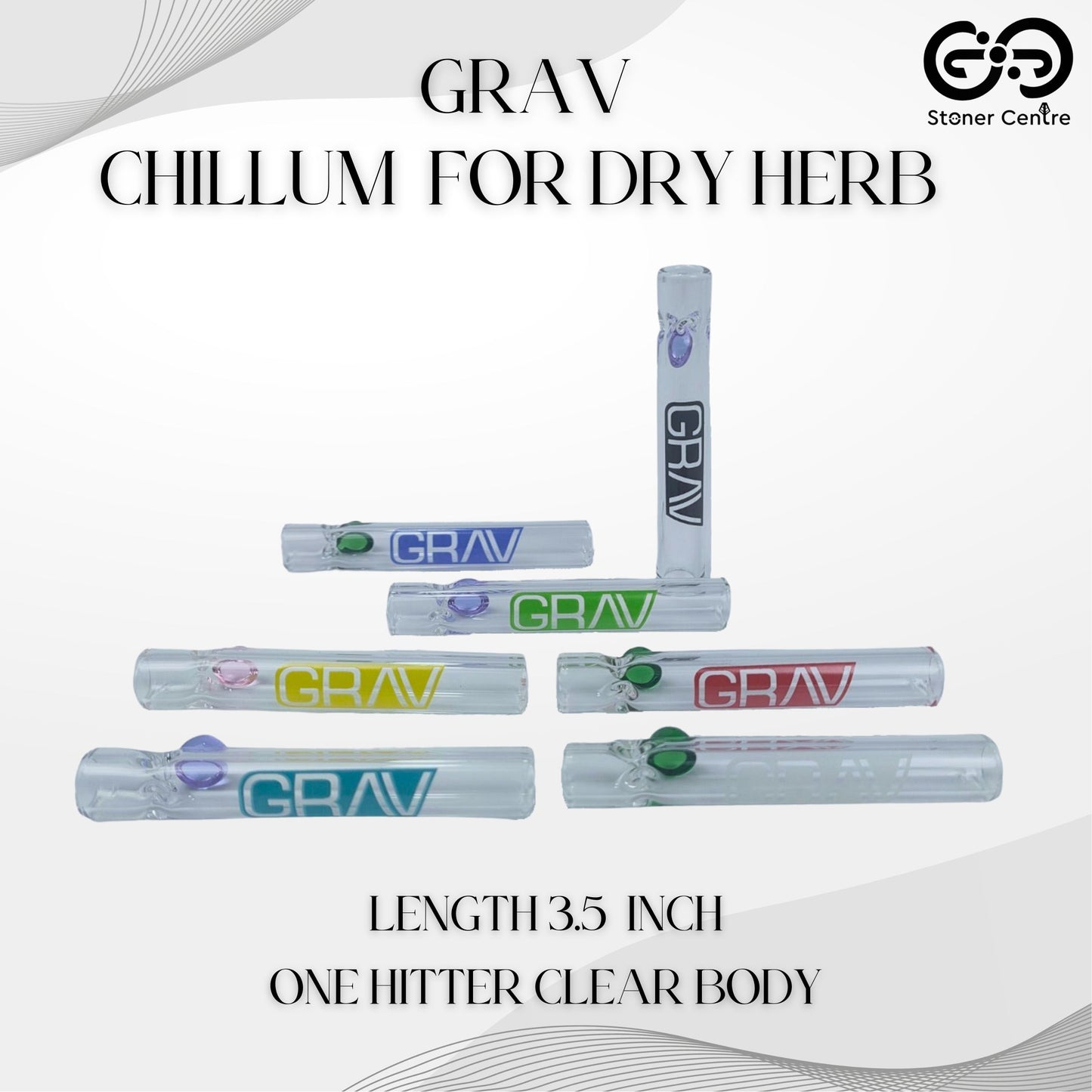 PIPE | GRAV CHILLUM  FOR DRY HERB ONE HITTER 3.5 INCH | CLEAR BODY