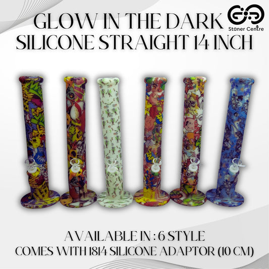 Glass Bong | GLOW IN THE DARK SILICONE STRAIGHT 14 INCH - SILICONE UNBERAKABLE BONG