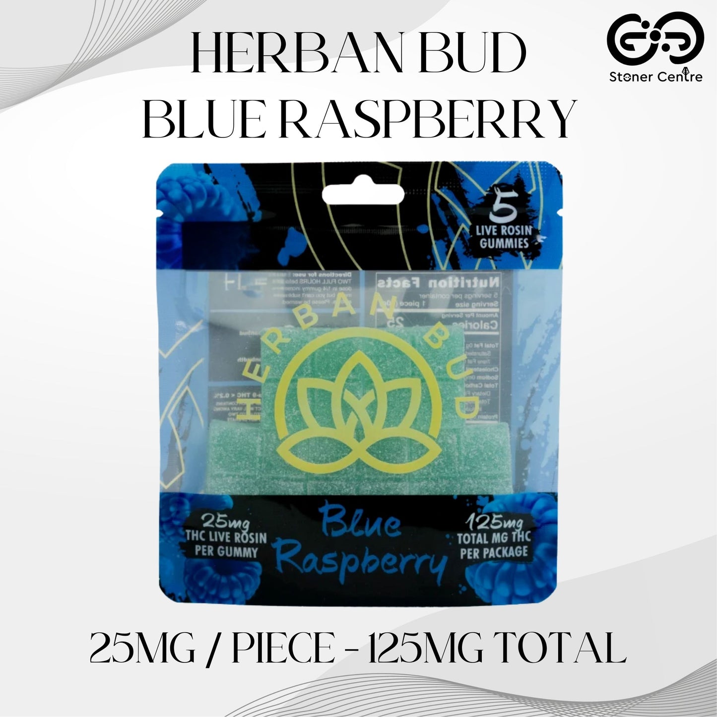 Jelly Herban Bud Blue Raspberry Edibles gummy infused thc snack