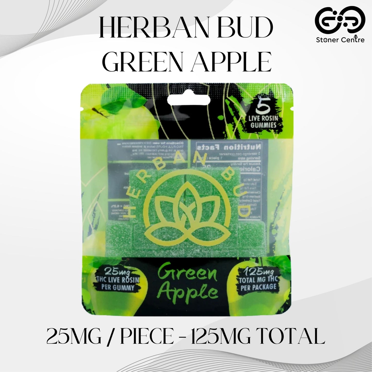 Jelly Herban Bud Green Apple Edibles gummy infused thc snack