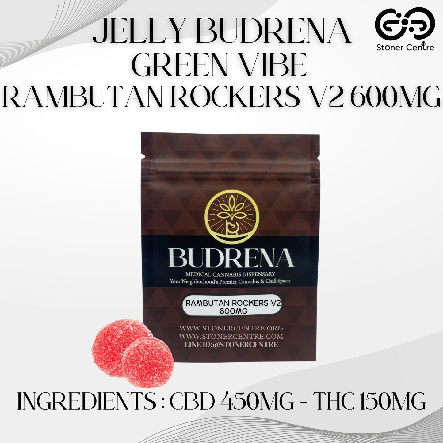 JELLY BUDRENA GREEN VIBE | RAMBUTAN ROCKERS V.2 600MG