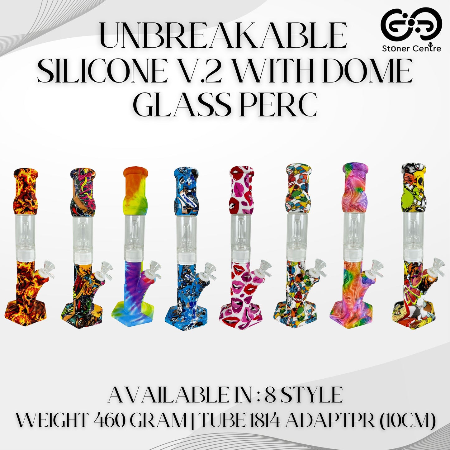 Glass Bong | UNBREAKABLE SILICONE V2 WITH DOME GLASS PERCOLATOR 12 INCH