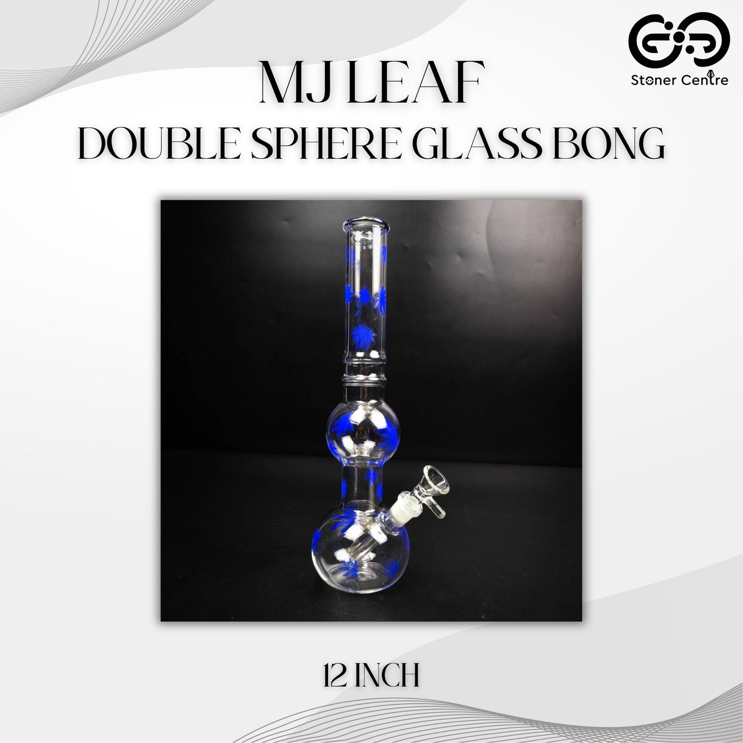 Glass Bong | MJ LEAF DOUBLE SPHERE GLASS BONG 12 INCH