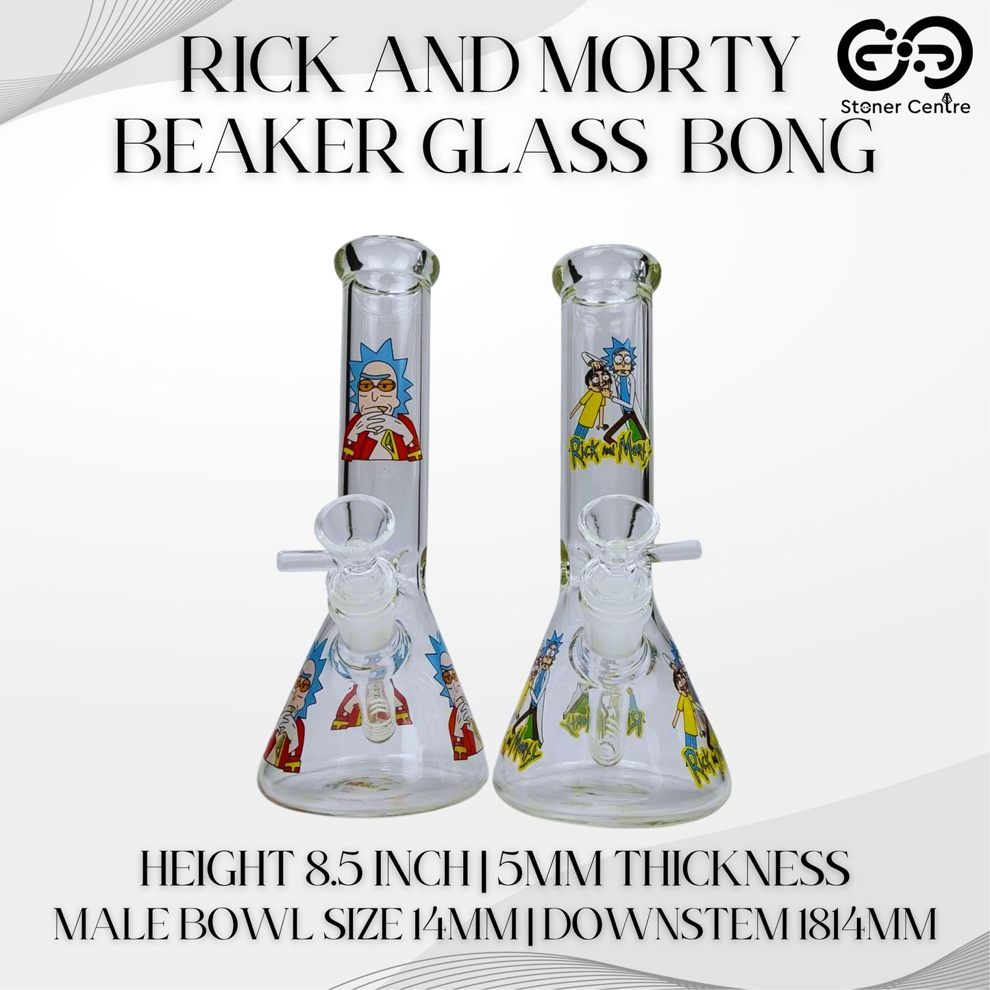 GLASS BONG | RICK AND MORTY BEAKER GLASS BONG 8.5 INCH 5MM THICKNESS