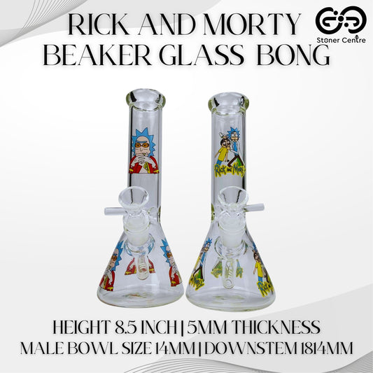GLASS BONG | RICK AND MORTY BEAKER GLASS BONG 8.5 INCH 5MM THICKNESS
