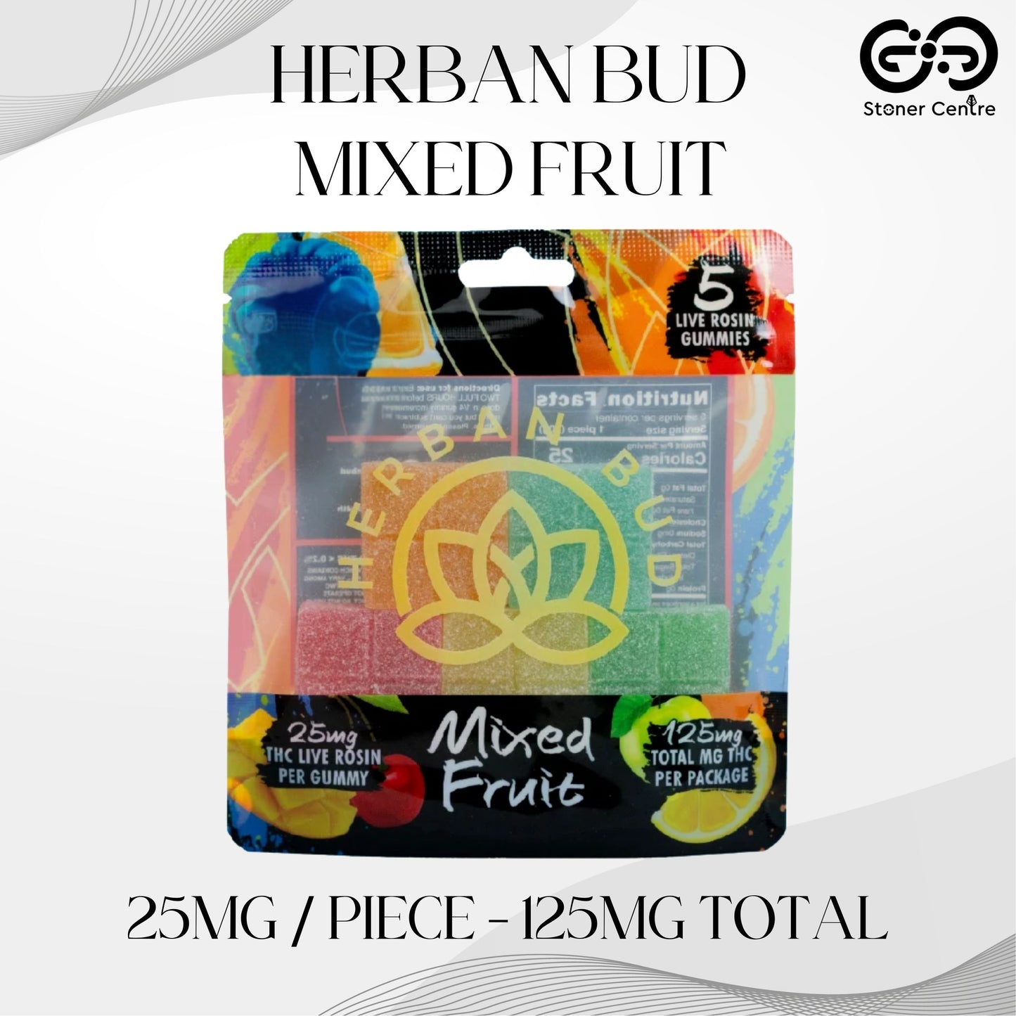 Jelly Herban Bud Mixed Fruit Edibles gummy infused thc snack