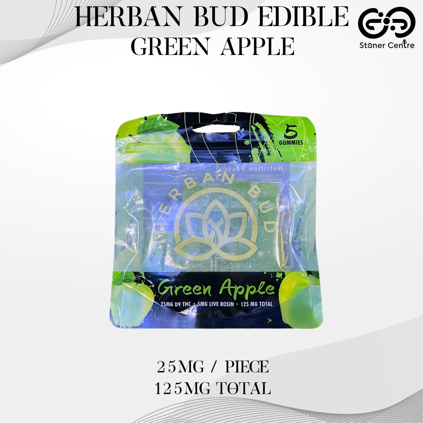 Jelly Herban Bud Green Apple Edibles gummy infused thc snack