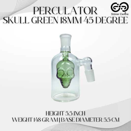 PERCULATOR | SKULL GREEN PERCULATOR 18 MM 45 DEGREE