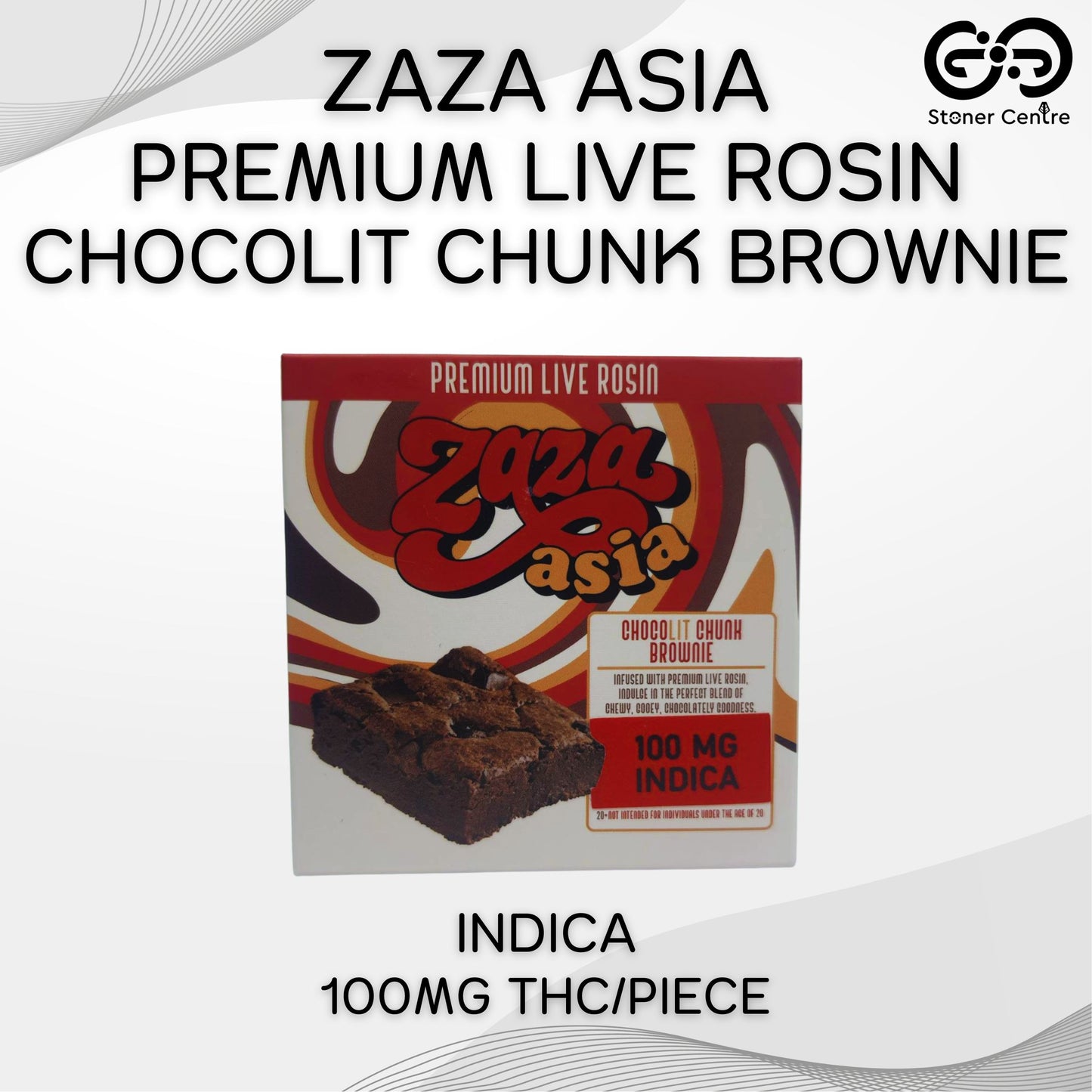 ZAZA ASIA | PREMIUM LIVE ROSIN CHOCOLIT CHUNK BROWNIE - INDICA | 100MG THC/PIECE
