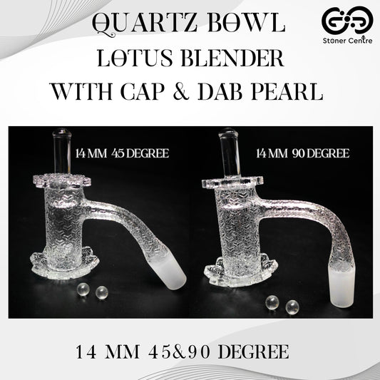 QUARTZ BOWL | LOTUS BLENDER QUARTZ BANGER WITH CAP PEARL 14 MM 45&90 DEGREE