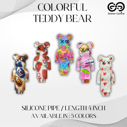 PIPE | COLORFUL TEDDY BEAR SILICONE PIPE 4 INCH
