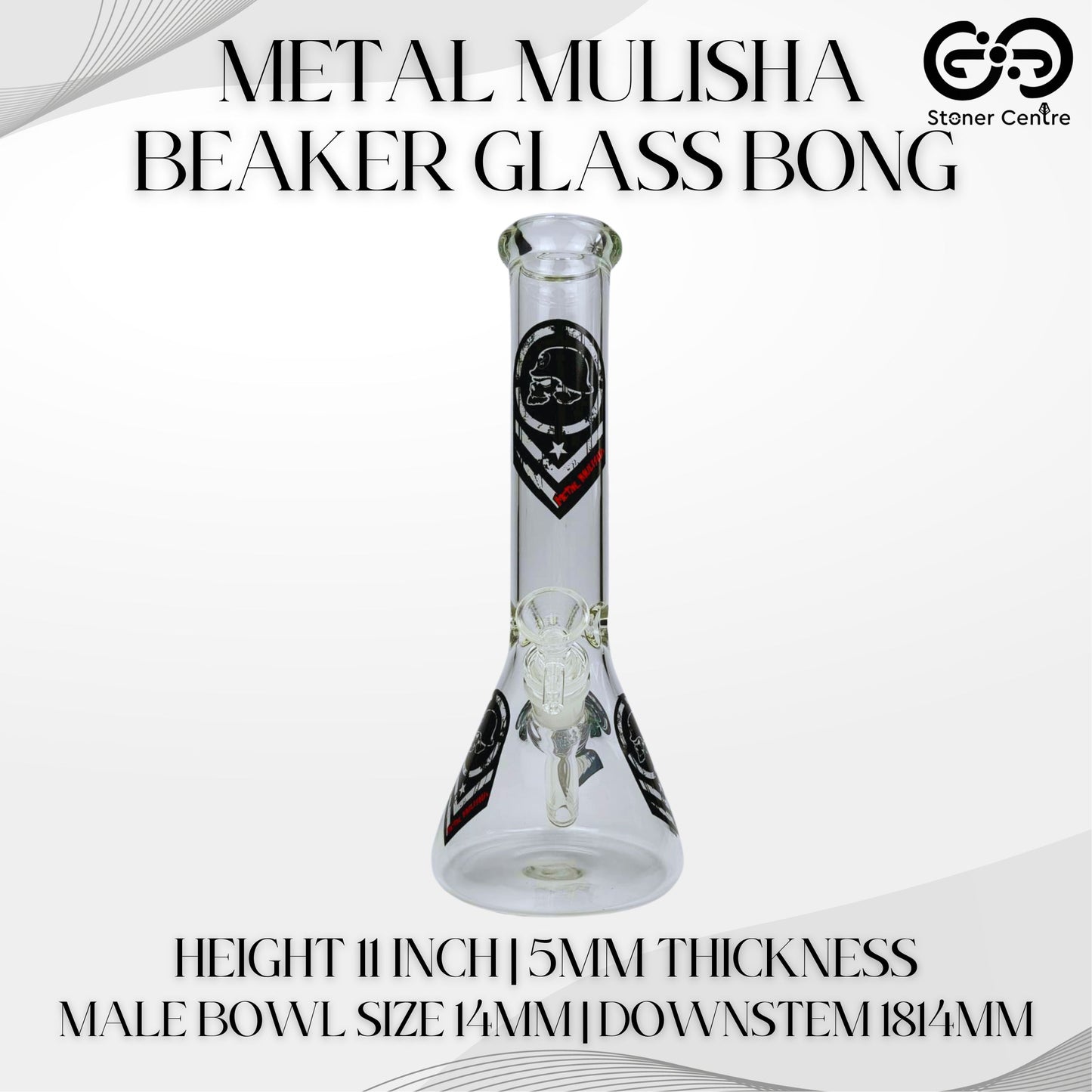 GLASS BONG | METAL MULISHA BEAKER GLASS BONG 11 INCH 5MM THICKNESS