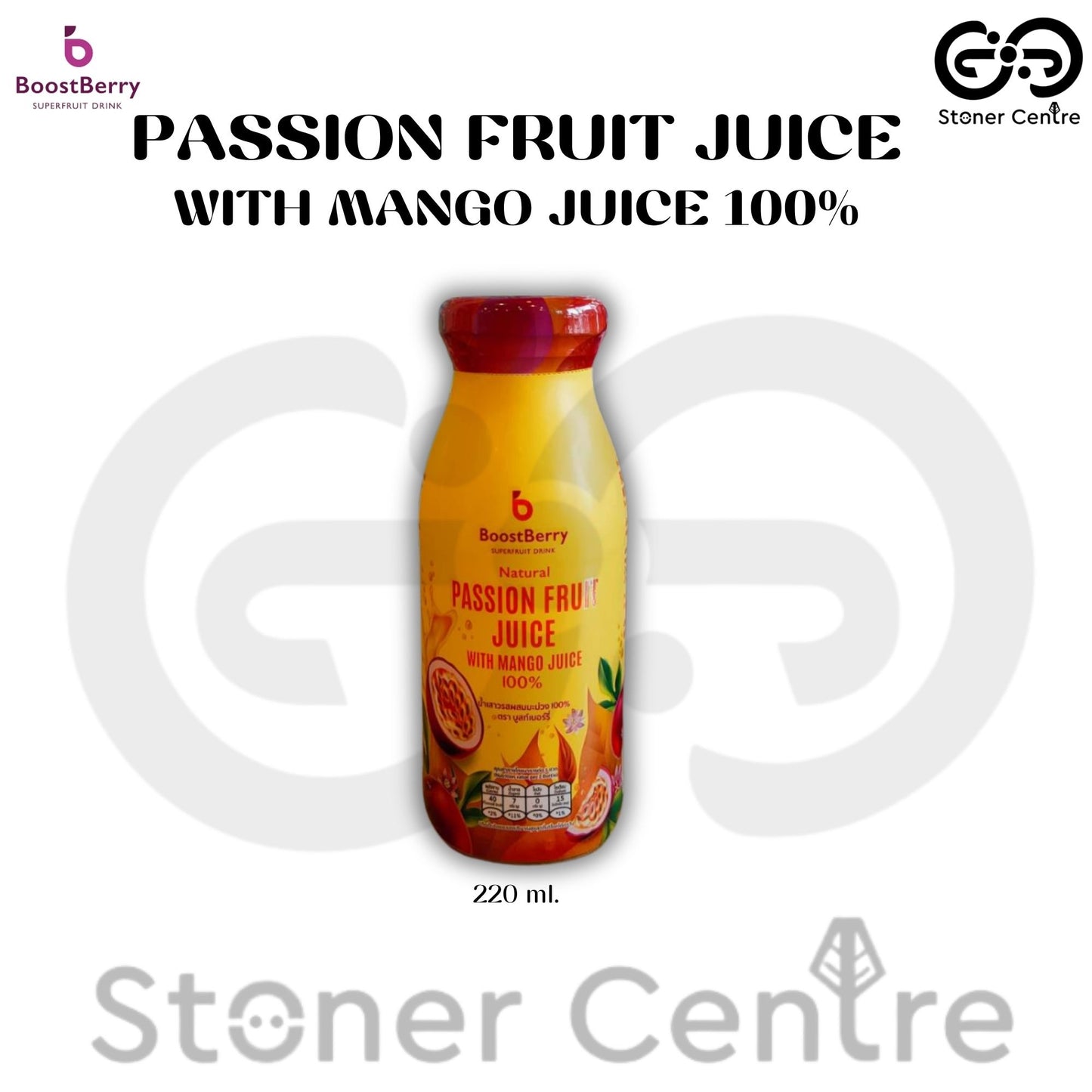 BoostBerry "Passionfruit Mango" 100% Superfruit Drink 200ml. | เครื่องดื่มน้ำเสาวรสผสมน้ำมะม่วงแท้ 100% ผลิตจากผลไม้สดแท้ หวานน้อย ขนาด 200 มล.