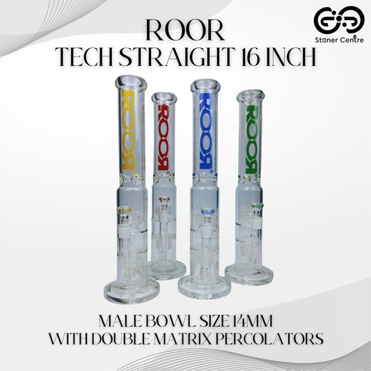 Glass Bong | ROOR TECH STRAIGHT WITH DOUBLE MATRIX PERCOLATORS 16 INCH