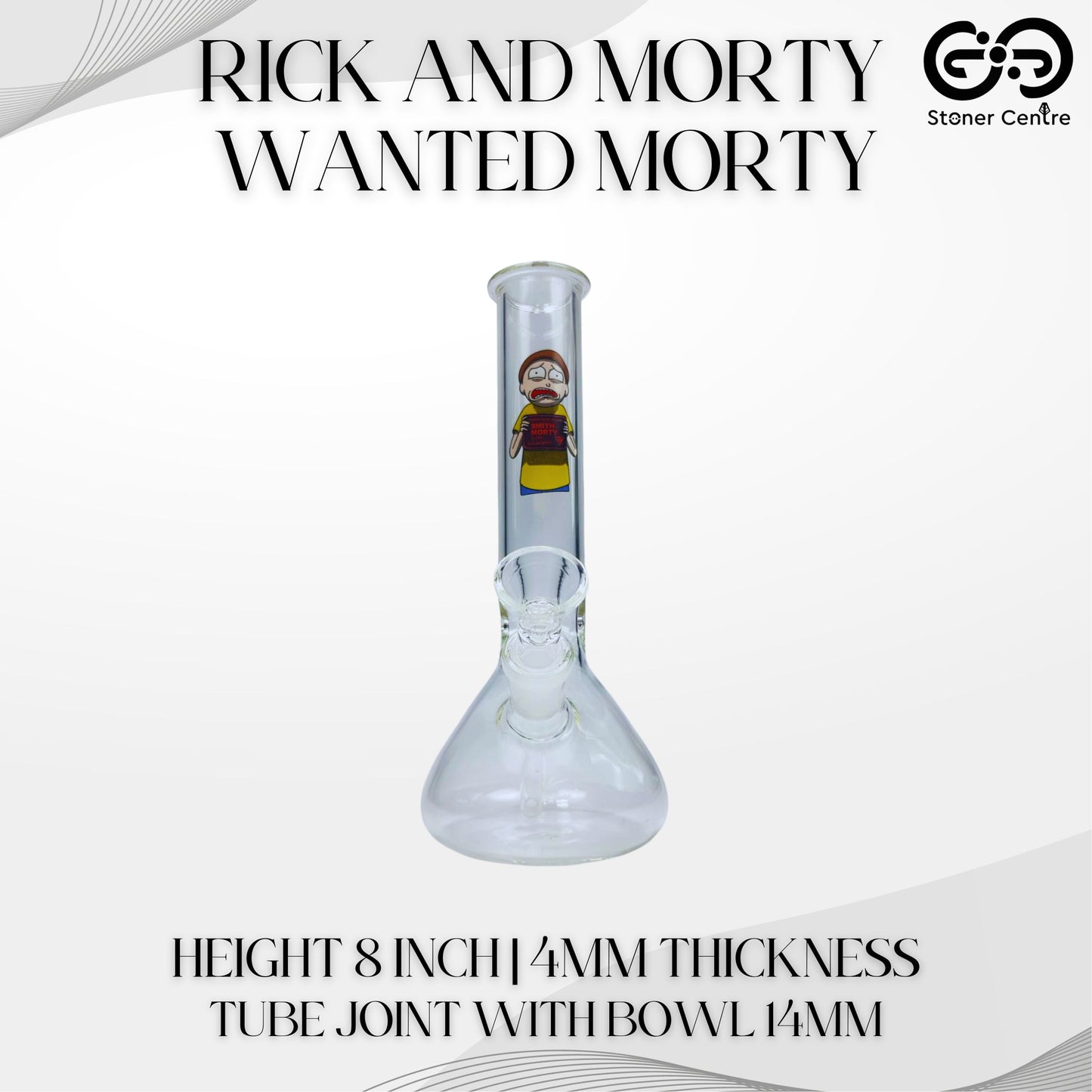 GLASS BONG | RICK AND MORTY WANTED MORTY 8 INCH 4MM THICKNESS