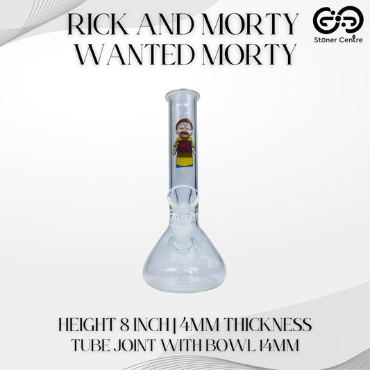 GLASS BONG | RICK AND MORTY WANTED MORTY 8 INCH 4MM THICKNESS