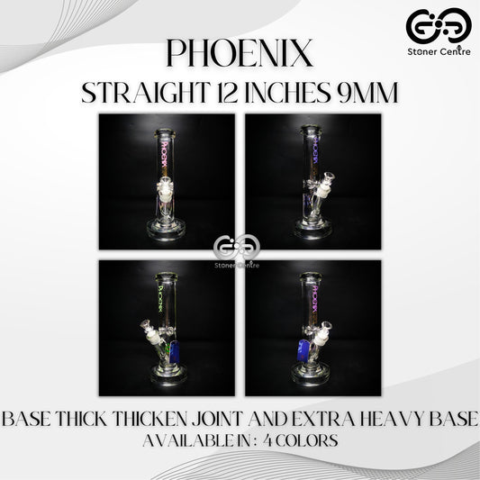 Glass Bong | PHOENIX STAIGHT 12 INCHES 9MM BASE THICK THICKEN JOINT AND EXTRA HEAVY BASE