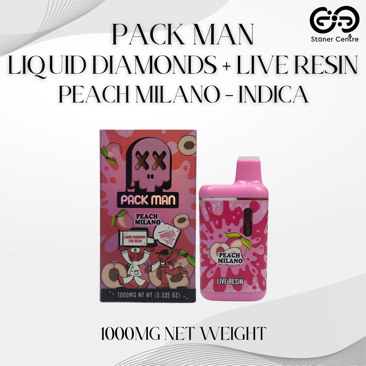 PACK MAN LIQUID DIAMONDS + LIVE RESIN 1.0ML | PEACH MILANO : INDICA