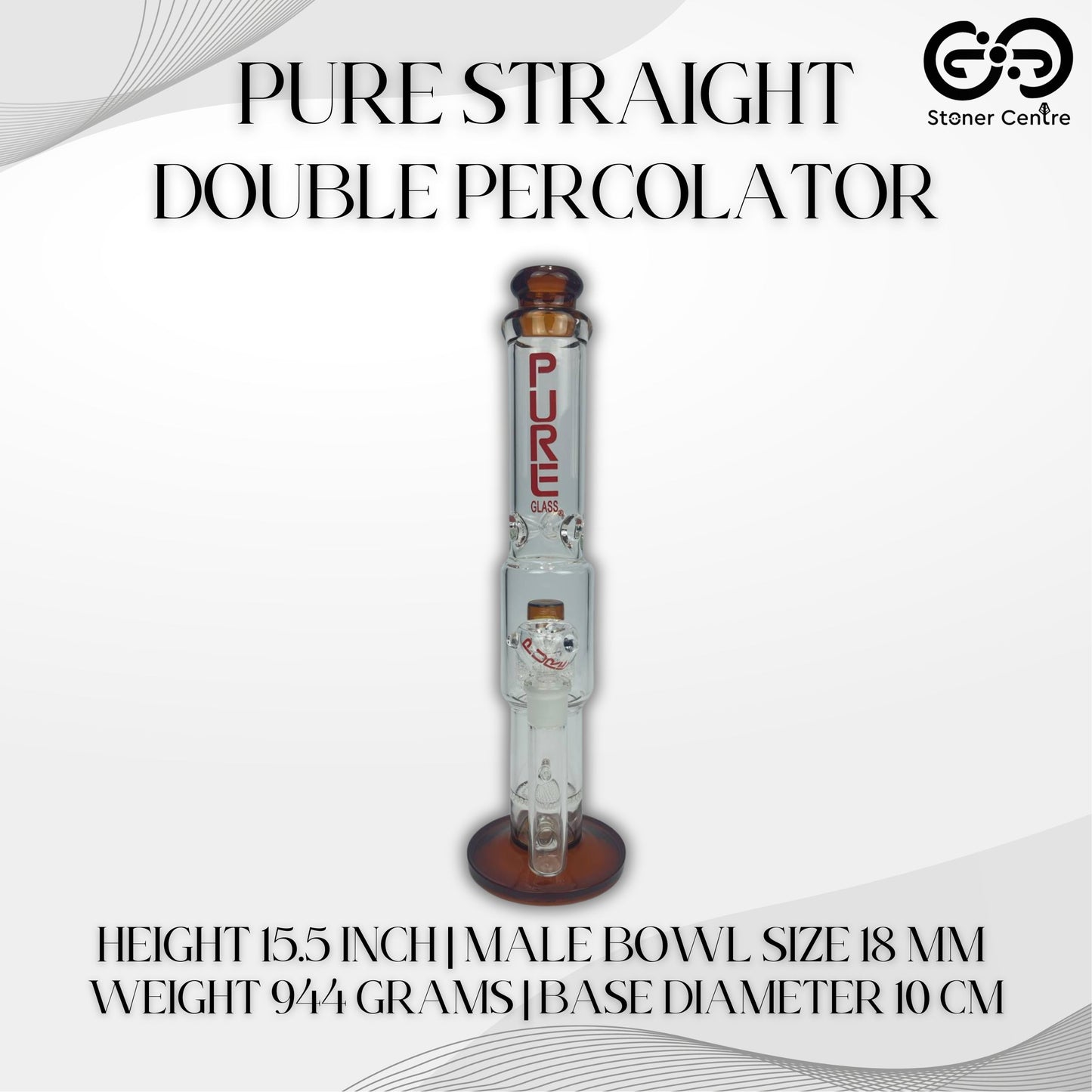 Glass Bong | PURE STRAIGHT DOUBLE PERCCOLATORS 15.5 INCH