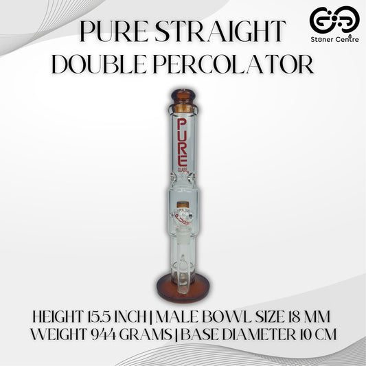 Glass Bong | PURE STRAIGHT DOUBLE PERCCOLATORS 15.5 INCH