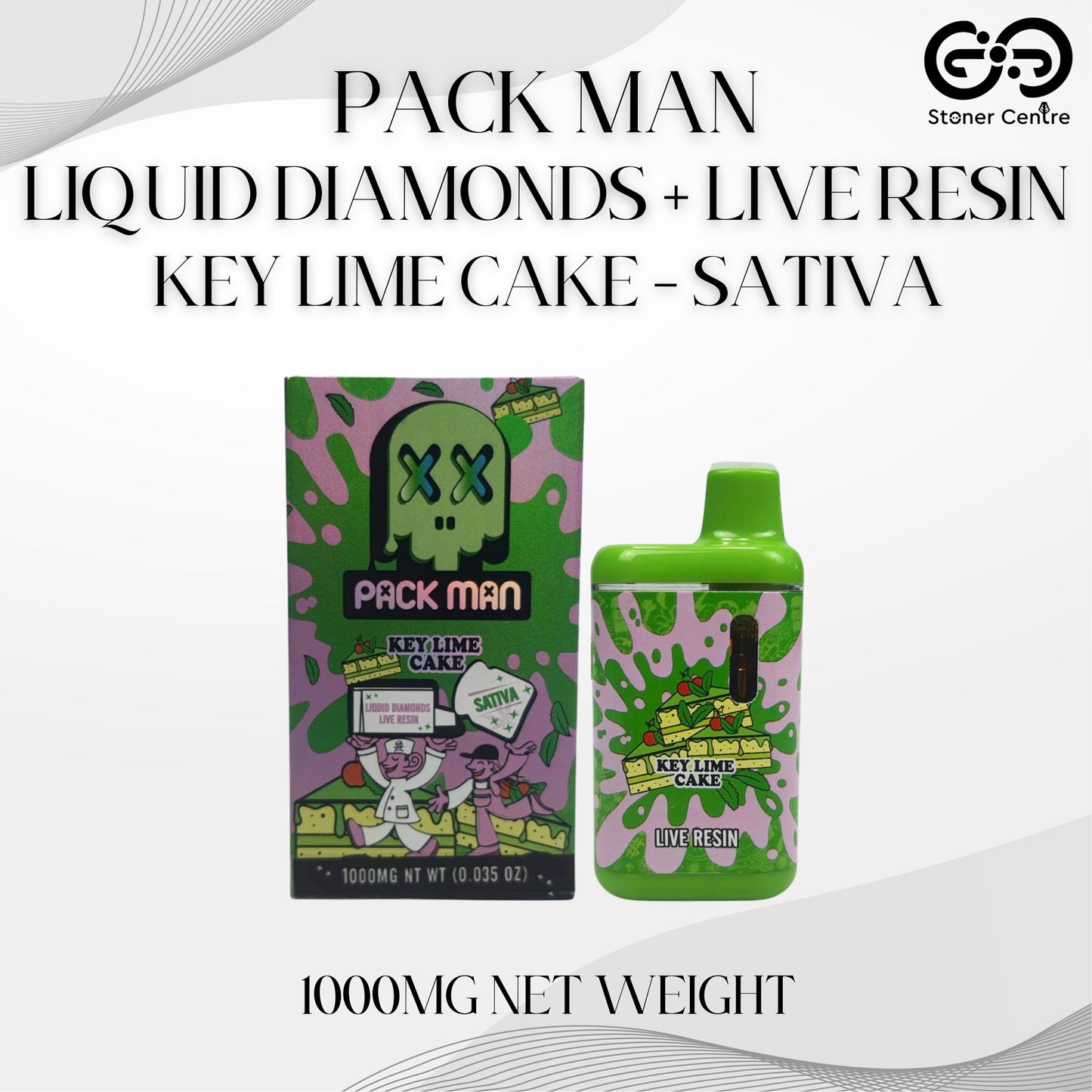 PACK MAN LIQUID DIAMONDS + LIVE RESIN 1.0ML | KEY LIME CAKE : SATIVA