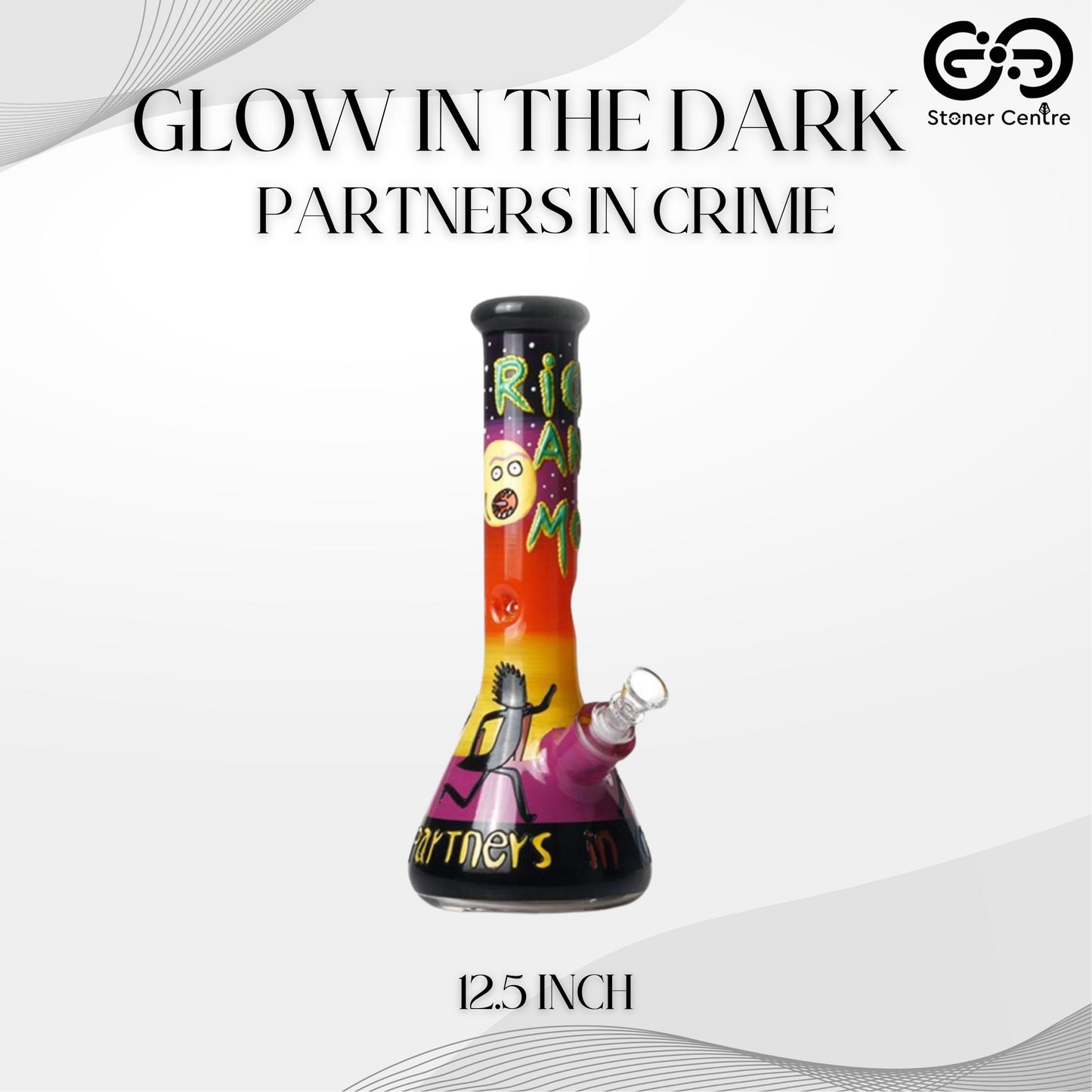 Glass Bong | GLOW IN THE DARK RICK AND MORTY PARTNER IN CRIMES 12.5 INCH