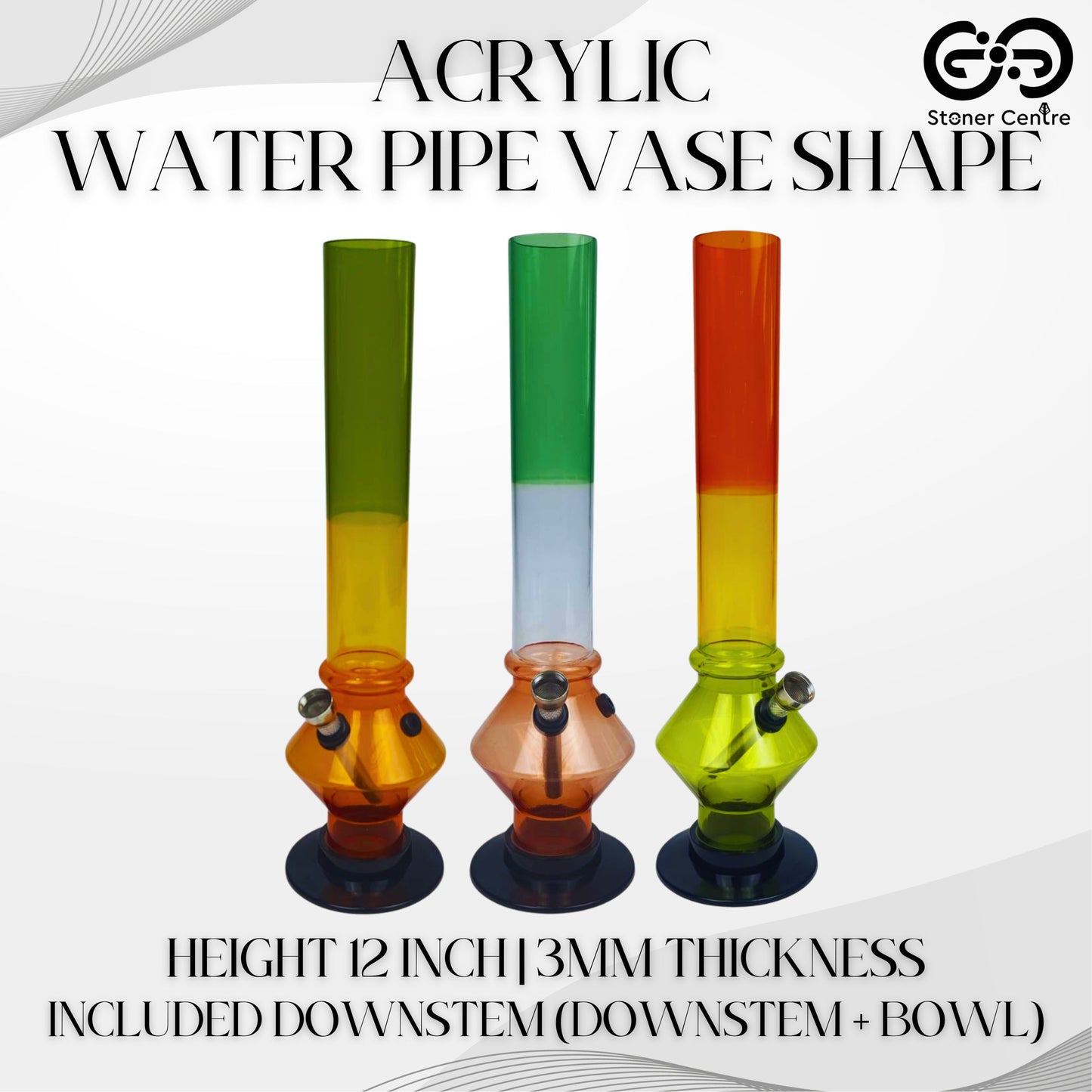ACRYLIC BONG | ACRYLIC WATER PIPE VASE SHAPE 12 INCH 3MM THICKNESS