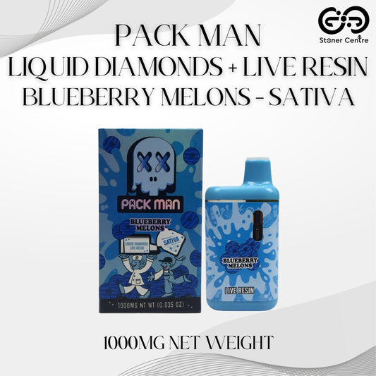 PACK MAN LIQUID DIAMONDS + LIVE RESIN 1.0ML | BLUEBERRY MELONS : SATIVA