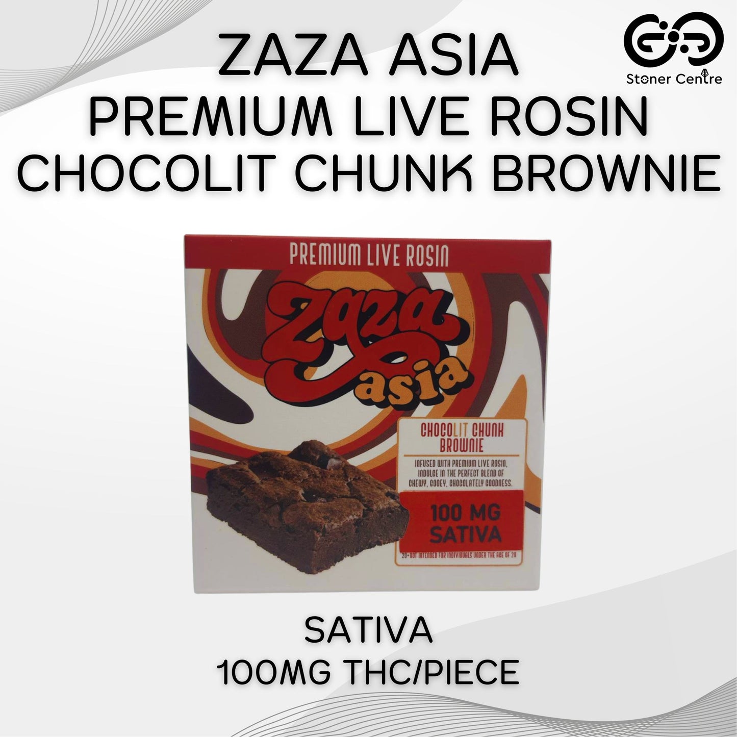 ZAZA ASIA | PREMIUM LIVE ROSIN CHOCOLIT CHUNK BROWNIE - SATIVA | 100MG THC/PIECE