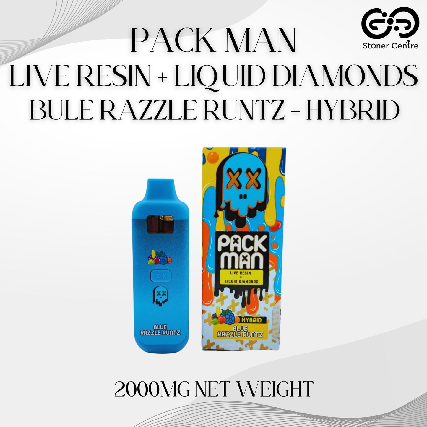 PACK MAN - LIVE RESIN + LIQUID DIAMONDS 2.0ML | BLUE RAZZLE RUNTZ : HYBRID