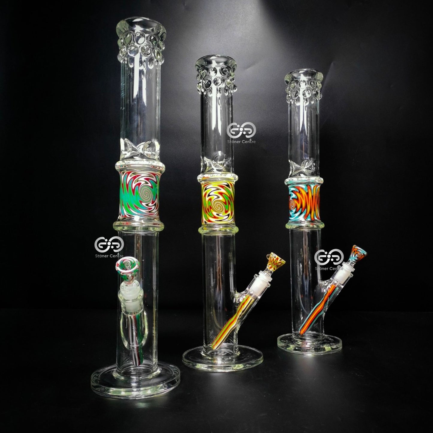 Glass Bong | WP526 BOHEMIAN STRAIGHT GLASS WITH COLORFUL TUBE & BOWL SET 18 INCH