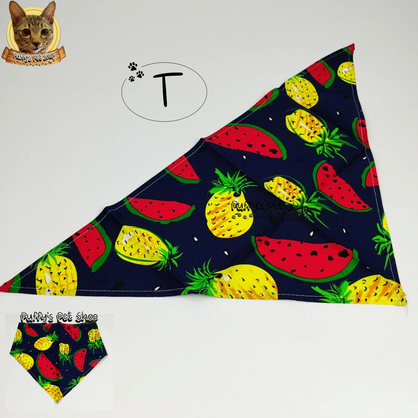 Puffy's Pet Shop |  Luxury Cotton Pet Scarf  ผ้าพันคอสัตว์เลี้ยงพรีเมียม ผ้าคอตตอนแท้ เนื้อผ้าดี ไม่ระคายเคือง สำหรับสุนัขและแมว ขนาด L 60 ซม.
