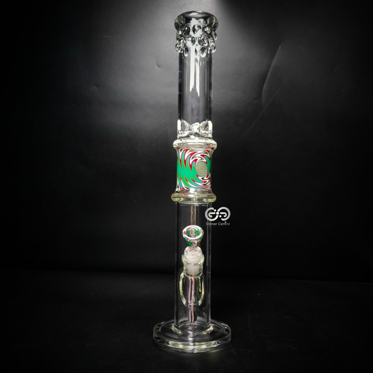 Glass Bong | WP526 BOHEMIAN STRAIGHT GLASS WITH COLORFUL TUBE & BOWL SET 18 INCH