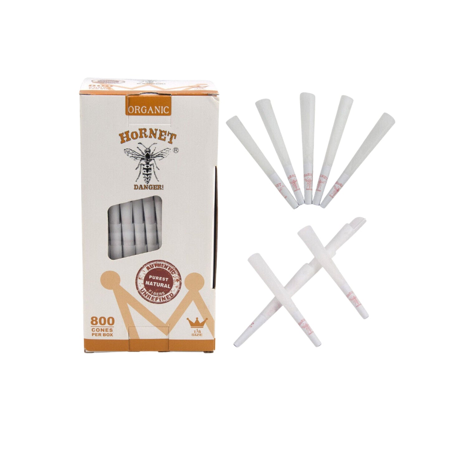 ROLLING PAPER | HORNET 1 1/4 INCH WHITE PRE - ROLLED CONES TOWER